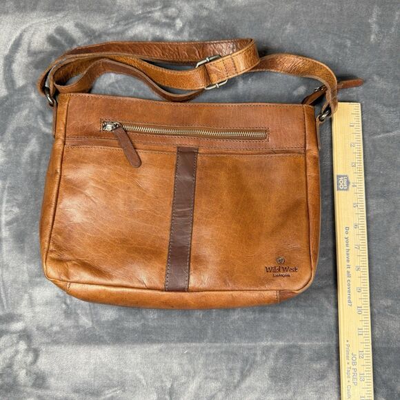 Wild West Los Angeles Women’s Distressed Leather Crossbody Bag Brown - Picture 15 of 15